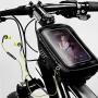 Bike Frame Bag, Bicycle Phone Mount, Waterproof Cycling Front Top Tube Pouch Bike Frame Phone Holder Pannier Crossbar Storage Bags for iPhone 11 Pro MAX XS MAX XR X 8 7 6S Plus Smartphones Below 6.5