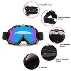 SPOSUNE Motorcycle Goggles, ATV Dirt Bike Off Road Racing MX Riding Goggle Anti-Scratch Dustproof Bendable UV400 Eyewear Padded Soft Thick Foam,Adjustable Strap Adults Cycling Motocross