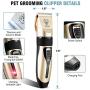 rabbitgoo Dog Grooming Clippers, Rechargeable Pet Hair Trimmer Set, Professional Electric Shaver Hair Remover Kit with 4 Guide Combs Low Noise Cordless Accessories for Pets/Dogs/Cats/Rabbits