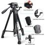 Torjim 60” Camera Tripod with Carry Bag, Lightweight Travel Aluminum Professional Tripod Stand (5kg/11lb Load) with Bluetooth Remote for DSLR SLR Cameras Compatible with iPhone & Android Phone-Black