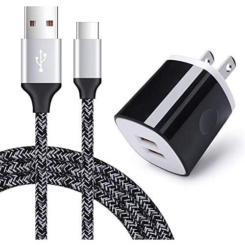 USB C Charger, AndHot Dual Port 2.1A Charger Block Plug with 6ft Type C Fast Charging Cable Compatible with Samsung Galaxy S10 Note 10 A50, LG Stylo 5/4 G8 G7 V50 ThinQ, Moto G8 G7 G6 Z4, OnePlus 7 6T