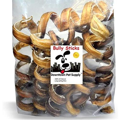 Downtown Pet Supply 10" Thick Curly Bully Sticks for Dogs Made in USA - Odorless Dog Dental Chews Treats Bully Sticks