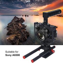 Acouto Camera Stabilizer Cage Kit, Aluminum Alloy Film Movie Making Kit with Top Handle Follow Focus Rods Accessory for Sony A6500