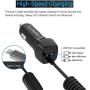 Lchrla USB Car Charger, Type C Android Phone Car Adapter Built-In Curly Cable Compatible with Samsung Galaxy S8 S9 S10 Plus Note 9 8, LG G7/G6/G5/V40/V30/V20 Google Nexus