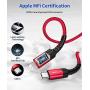 USB C to Lightning Cable 6FT, JSAUX [Apple MFi Certified] iPhone 11 Lightning to USB-C Fast Charging Cable Compatible with iPhone 11/11 Pro/11 Pro Max/X/XS/XR/XS/8/8 Plus, Supports Power Delivery-Red