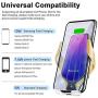 Wireless Charger Car Qi Touch Sensing Mount Kit Phone Stand Automatic Retractable Clip Fast Charging Holder Compatible with iPhone Xs Max/XR/X/11/11 Pro/8/8Plus Samsung S10/S10+/S9/S9+/S8/S8+（Gold