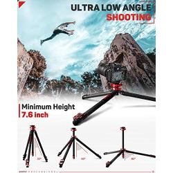 IFOOTAGE 65" Carbon Fiber Video Tripod, Professional Camera Tripods 3 Sections with Centre Pole,Max Load 17.6 lbs, Compatible with Canon, Nikon, Sony DSLR Camcorder Video Photography