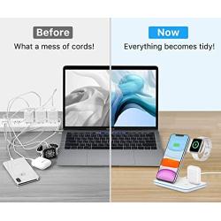 Intoval Wireless Charger,3 in 1 Wireless Charging Station for Apple Watch/Airpods,Qi Certified Wireless Charging Stand for iPhone 11/11 Pro/XS Max/XS XR All Qi-Enabled Phones.(with AC Adapter)