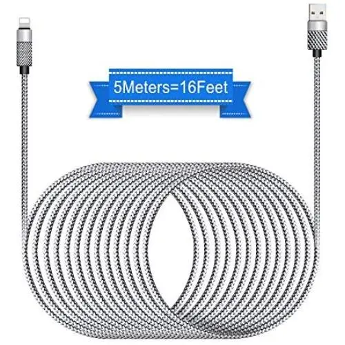 Cell Phone Charger, Takya Charging Cord 16FT/5M Nylon Braided High Speed Connector USB Cable Charger Cord Compatible with Phone XS/XR/X / 8/8 Plus / 7/7 Plus / 6/6 Plus and More(Silver) Cell Phone Charger, Takya Charging Cord 16FT/5M Nylon Braided High Speed Connector USB Cable Charger Cord Compatible with Phone XS/XR/X / 8/8 Plus / 7/7 Plus / 6/6 Plus and More(Silver)