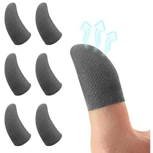 Newseego Mobile Game Controller Finger Sleeve Sets [6 Pack],Smooth Thin Anti-Sweat Breathable Full Touch Screen Sensitive Shoot Aim Joysticks Finger Set for Knives Out/Rules of Survival-Gray
