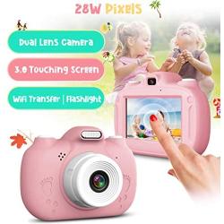 SDUSEIO Kids Digital Cameras Touch Screen Camera 1080P HD Mini Video Camera Girls Birthday Gifts Selfie Action Camera with 32G SD Card Outdoor Toys for Age 3-12 Year Old Boys & Girls