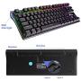 RGB Mechanical Keyboard 87-Key RGB LED Backlit Wireless Bluetooth 3.0 /USB Wired Multi-Media Mechanical Gaming Keyboard for PC/Smartphone/Laptop （Rechargeable Battery） Black Blue Switch