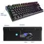 RGB Mechanical Keyboard 87-Key RGB LED Backlit Wireless Bluetooth 3.0 /USB Wired Multi-Media Mechanical Gaming Keyboard for PC/Smartphone/Laptop （Rechargeable Battery） Black Blue Switch