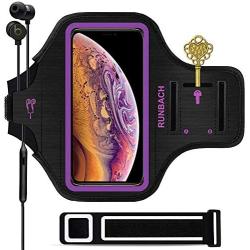 iPhone 11 Pro Max/iPhone Xs Max Armband,RUNBACH Sweatproof Running Exercise Bag with Fingerprint Touch and Card Slot for 6.5 Inch iPhone 11 Pro Max/iPhone Xs Max (Purple)