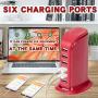 6-Port USB Wall Charger Desktop Charging Station Quick Charge 2.1,Compatible with Tablets Smartphones and More(Coral red)