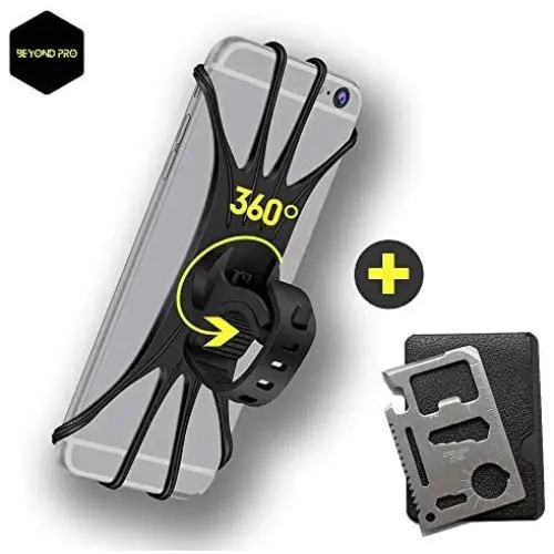 Beyond Pro Phone Holder for Bike is a Bike Phone Mount with Easy 360° Rotation. Our Bike Phone Holder Comes with a Free Stainless Steel Multi-Tool and Compatible with All 4" to 6.5" Smartphones Beyond Pro Phone Holder for Bike is a Bike Phone Mount with Easy 360° Rotation. Our Bike Phone Holder Comes with a Free Stainless Steel Multi-Tool and Compatible with All 4" to 6.5" Smartphones