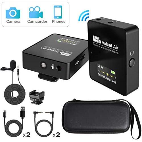 Pixel Wireless Lavalier Microphone - Compact Wireless Microphone System Transmitter and Receiver for Camera,Smartphones,DSLR,Mirrorless and Video Cameras,Mobile Devices YouTube Facebook Live