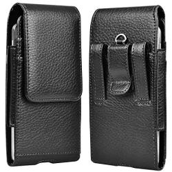 Takfox Phone Holster for Samsung Galaxy S20 S10 S10e S9 S8 S7 Edge,Note 10 Note 9 Note 8,A10e A20 A30 A50, J7 J3 Cell Phone Belt Clip Holster Premium Leather Carrying Phone Pouch w Card Holder,Black