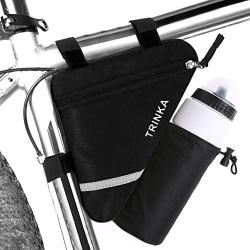 MOOCY Ultralight Reflective Bicycle Triangle Frame Bike Bag with Water Bottle Pouch -Black