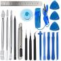 19 in 1 Professional Electronics Opening Pry Tool Repair Kit with Metal Spudger Non-Abrasive Carbon Fiber Nylon Spudgers and Anti-Static Wrist Strap Tweezers for Cellphone iPhone Laptops Tablets etc