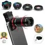 Phone Camera Lens,5 in 1 Cell Phone Lens Kit - 12x Telephoto Lens+4K HD Wide Angle Lens+Fisheye Lens+Macro Lenses(2ps) with Durable Aerospace Aluminum housing for iPhone and More Phone Camera Lens,5 in 1 Cell Phone Lens Kit - 12x Telephoto Lens+4K HD Wide Angle Lens+Fisheye Lens+Macro Lenses(2ps) with Durable Aerospace Aluminum housing for iPhone and More