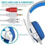 Gaming Headset with Mic and LED Light for Laptop Computer, Cellphone, PS4 and so on, DLAND 3.5mm Wired Noise Isolation Gaming Headphones - Volume Control.(White and Blue)