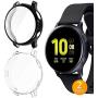 Tensea Compatible with Galaxy Watch Active2 Case, 2 Packs Soft TPU Bumper Full Around Screen Protector Cover for Samsung Galaxy Watch Active 2 44mm (Clear-Black)
