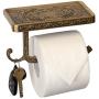 Neater Nest Reversible Bathroom Toilet Paper Holder with Phone Shelf and Hook, Vintage Decor Style (Bronze)