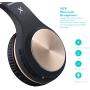 Bluetooth Headphones, Riwbox XBT-80 Folding Stereo Wireless Bluetooth Headphones Over Ear with Microphone and Volume Control, Wireless and Wired Headset for PC/Cell Phones/TV/ipad (Black Gold)