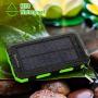 Solar Charger 20000mAh, BENFISS Ultra-Portable Durable Solar Power Bank with 2 USB Output 2 LED Flashlight and Compass, Waterproof Solar Cell Phone Charger for Outdoor Activities/Emergency (Green)
