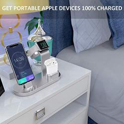 OLEBR 3 in 1 Charging Stand Compatible with iWatch Series 5/4/3/2/1, AirPods and iPhone 11/Xs/X Max/XR/X/8/8Plus/7/7 Plus /6S /6S Plus(Original Charger & Cables Required) Silver