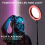 Powsure RGB LED Selfie Ring Light,16 Colors with Tripod Stand &Mirror Dimmable&Phone Holder&Remote Control for TikTok/YouTube/Video/Live Stream/Makeup/Photography Compatible with iPhone Android
