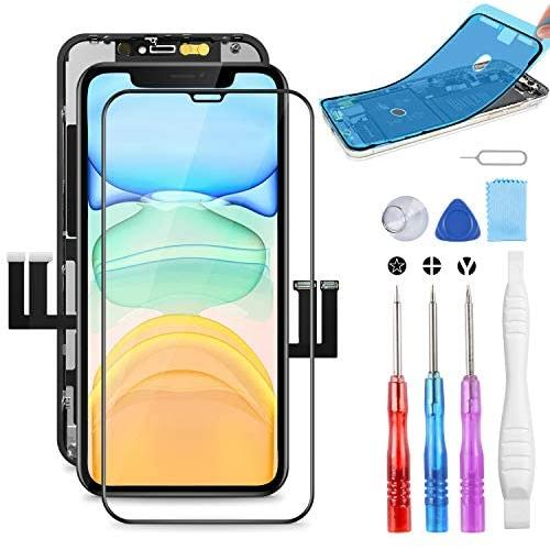 YPLANG for iPhone 11 Screen Replacement, LCD Display Touch Screen Digitizer Assembly with Complete Repair Tool Kit, Tempered Glass, Repair Flowchart, Magnetic Screws Map for iPhone 11 6.1 inch
