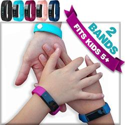 Kids Fitness Tracker Activity Tracker for Kids - Waterproof Smart Watch for Girls Boys Teens Youth Digital Watch Alarm Pedometer Sleep Activity Step Counter Back to School Gift - 2 Bands Aqua Set