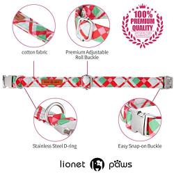 lionet paws Christmas Dog Collar with Bowtie Durable Adjustable Handmade Comfortable Cotton Bow Tie Dog Collar Cat Collar with Metal Buckle,Party,Festival,Holiday Style