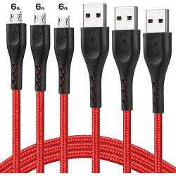 Micro USB Cable, Cabepow Android Charger Cable 6ft, Durable Premium Nylon Braided 2.4a Fast Charger Cord Compatible with SSamsung Galaxy S7 S6 S5 J3 J3V J5 J7 J7V Note 5, LG K40 K20, Moto G4 G5(3pack)