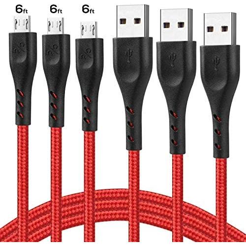Micro USB Cable, Cabepow Android Charger Cable 6ft, Durable Premium Nylon Braided 2.4a Fast Charger Cord Compatible with SSamsung Galaxy S7 S6 S5 J3 J3V J5 J7 J7V Note 5, LG K40 K20, Moto G4 G5(3pack)