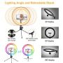 10" Selfie Ring Light with Tripod Stand, Fauna 14 Colors RGB Ring Light with Stand and Phone Holder & Remote Control 10 Brightness Desk Makeup Ring Light for Makeup,YouTube,Tiktok,Video,Vlogging