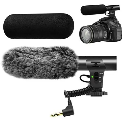 Camera Microphone,Veksun Video Microphone for DSLR Interview Shotgun Mic for Canon Nikon Sony Panasonic Fuji Videomic with Windscreen 3.5mm Jack Camera Microphone,Veksun Video Microphone for DSLR Interview Shotgun Mic for Canon Nikon Sony Panasonic Fuji Videomic with Windscreen 3.5mm Jack