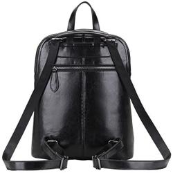 Heshe Women’s Leather Backpack Casual Daypack for Ladies (Black-r)