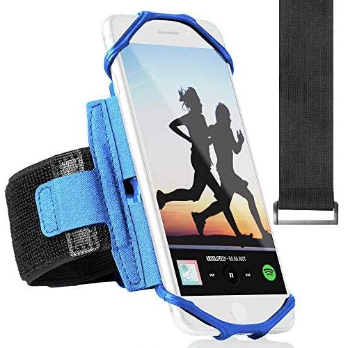 360° Rotatable Sports Running Armband for iPhone XR, XS Max, 8, 8 Plus, 7, 6, Samsung Galaxy A8, S9, S8, S6 Edge, Note, LG; Cell Phone Arm Holder for Men & Women with FREE Extender Strap (Blue)