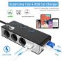 Quick Charge 3.0 Cigarette Lighter Splitter, Qidoe 12V/24V 3-Socket 120W DC Power Car Splitter with LED Voltmeter Power Switch, 8.5A 4 USB Fast Outlets for GPS, Dash Cam, Sat Nav, Phone, iPad, Tablet