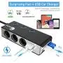 Quick Charge 3.0 Cigarette Lighter Splitter, Qidoe 12V/24V 3-Socket 120W DC Power Car Splitter with LED Voltmeter Power Switch, 8.5A 4 USB Fast Outlets for GPS, Dash Cam, Sat Nav, Phone, iPad, Tablet Quick Charge 3.0 Cigarette Lighter Splitter, Qidoe 12V/24V 3-Socket 120W DC Power Car Splitter with LED Voltmeter Power Switch, 8.5A 4 USB Fast Outlets for GPS, Dash Cam, Sat Nav, Phone, iPad, Tablet