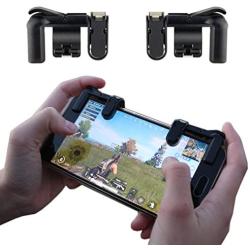 Quano Fortnite PUBG Mobile Game Controller, Sensitive Shoot and Aim Buttons L1R1 Best for PUBG, Knives Out, Rules of Survival, Critical Ops, Fortnite, 1 Pair Black Controller for Android/iOS