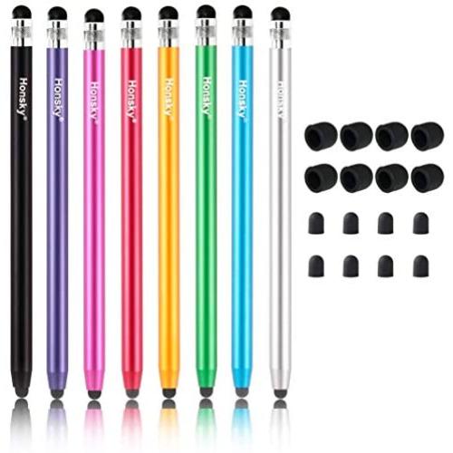 Honsky Cell Phone Stylus, Tablet Stylus for Touch Screens: Universal Slim Long Metal Pencil-Like Stylist Pens, Tablet Pen, Touchscreen Stylus Pen - Bulk, Multi-Colored - Cylinder, Pack of 8