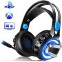 NiceWell Gaming Headset for Xbox One, PS4, PC, Gaming Headphones Wired with Microphone, LED Light, Stereo Sound, Noise-canceling, Over-Ear Soft Earmuffs and Adjustable Heanband