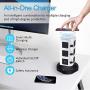 Power Strip Tower GLCON Surge Protector Tower Fast Wireless Charger + 4 USB 5V/5A Ports + 3000W 13A 10 Outlet Plugs + Charging Tower with 6ft Long Extension Cord for Home Office