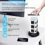 Power Strip Tower GLCON Surge Protector Tower Fast Wireless Charger + 4 USB 5V/5A Ports + 3000W 13A 10 Outlet Plugs + Charging Tower with 6ft Long Extension Cord for Home Office Power Strip Tower GLCON Surge Protector Tower Fast Wireless Charger + 4 USB 5V/5A Ports + 3000W 13A 10 Outlet Plugs + Charging Tower with 6ft Long Extension Cord for Home Office