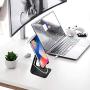 Adjustable Cell Phone Stand - ToBeoneer Phone Holder, [Update Version] Multi Angle Thicker Dock Compatible with Samsung iPhone X 8 7 6 6s Plus Charging, Home Office Desk Accessories - Black