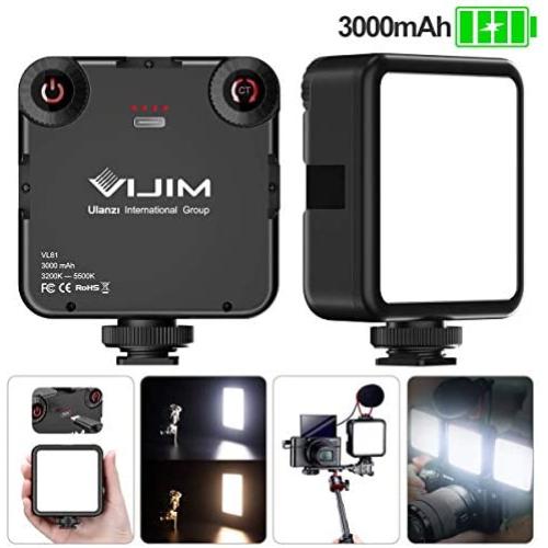 81 Beads On Camera Light, 3000mAh USB-C Rechargeable Pocket Fill Light, 3200-5600K Dual Color Temperature Vlog Mini Lamp w 3 Cold Shoe Port, Photography Video Shooting LED Light Soft Lighting - VL81